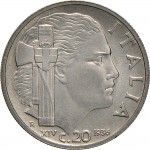 1644R 20 centesimi 1936 XIV Italia fascista 1° tipo Roma Nichelio