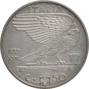 1635R 50 centesimi 1939 XVII Aquila romana 2° tipo Roma Acmonital