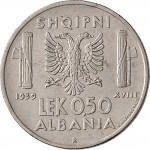 1745R 0,50 lek 1939 XVIII Aquila bicipite Roma Acmonital